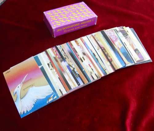 oracle deck, french oracle, rare tarot, vintage divination, ARKAES oracle, 1980s oracle, collectible tarot, puzzle cards, surrealist tarot, esoteric deck, metaphysical cards, French esoteric, out of print tarot, 72 card oracle, divinatory deck, golden text oracle, artistic tarot, visionary cards, mystic oracle, oracle puzzle