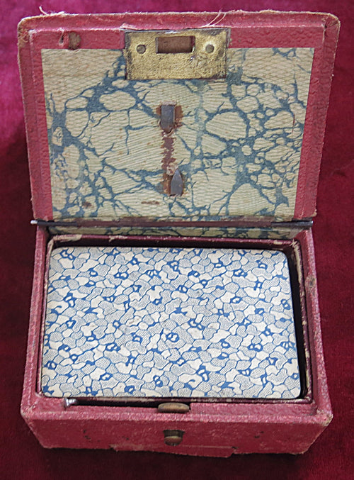 1910 Old Bistro card game set from circa 1910 & 95 Wooden Tokens Advertising