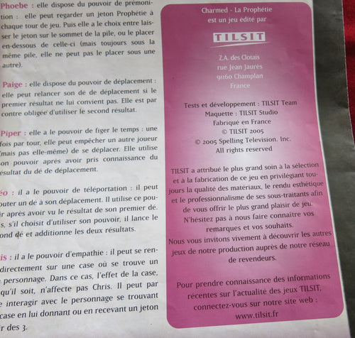 Charmed : La Prophétie - Jeu de société Charmed 2005