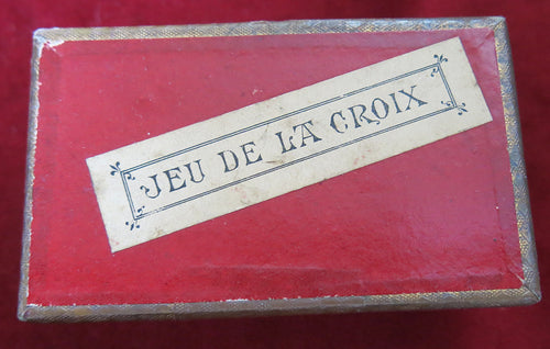 Casse-tête ancien en bois français | Jeu de puzzle croisé | Vers 1900 | Casse-tête vintage rare avec boîte d'origine et solution
