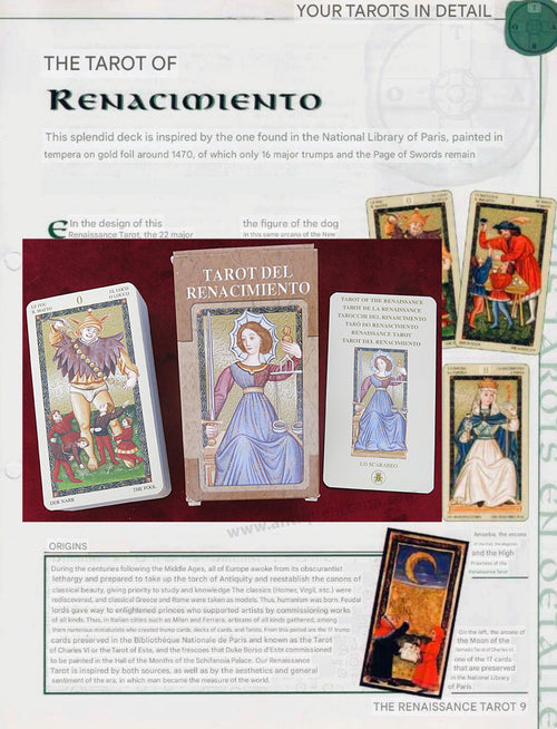 Instructions pour le Tarot de la Renaissance UNIQUEMENT - Téléchargement de fichier - ANGLAIS, FRANÇAIS ET ESPAGNOL - IMPRIMABLE