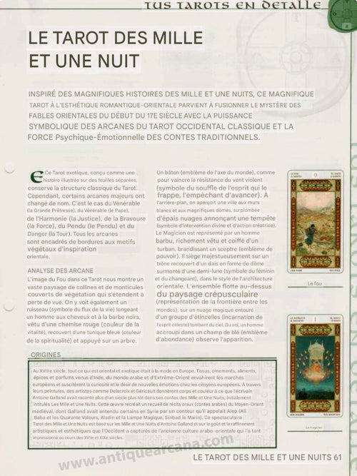 Tarot of the thousand and one nights - Instructions ONLY - File Download - ENGLISH, FRENCH & SPANISH - PRINTABLE