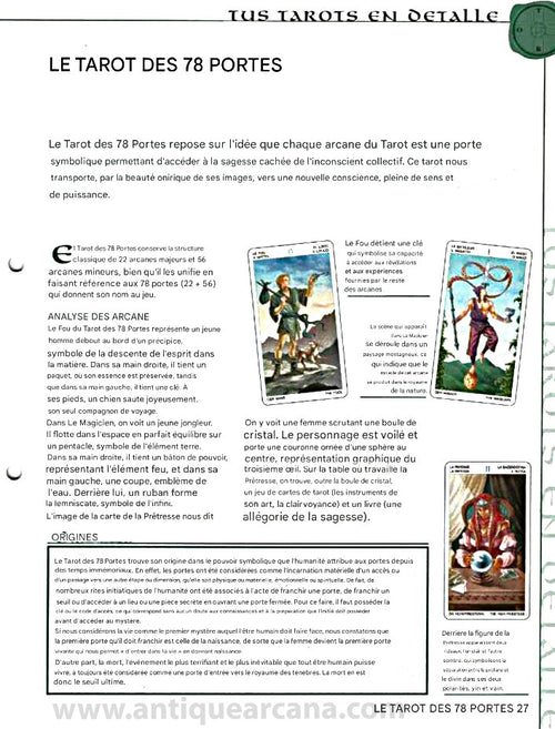 Tarot des 78 Portes – Guides UNIQUEMENT - Téléchargement de fichiers - ANGLAIS, FRANÇAIS ET ESPAGNOL - IMPRIMABLE