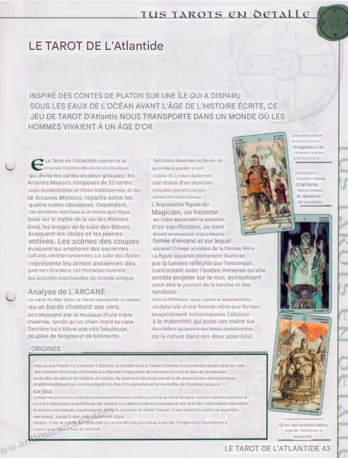Instructions pour le Tarot de l'Atlantide - Téléchargement de fichier - ANGLAIS, FRANÇAIS ET ESPAGNOL - IMPRIMABLE