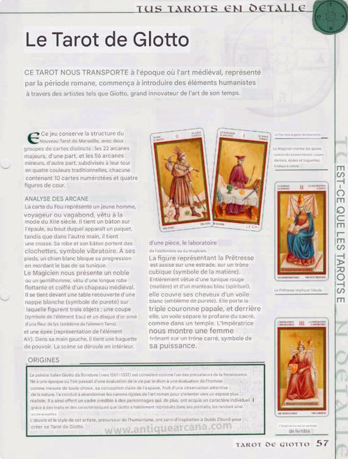 Tarot de Giotto - Instructions UNIQUEMENT - Téléchargement de fichier - ANGLAIS, FRANÇAIS ET ESPAGNOL - IMPRIMABLE