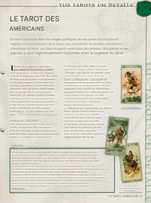 Tarot amérindien - Instructions UNIQUEMENT - Téléchargement de fichier - ANGLAIS, FRANÇAIS ET ESPAGNOL - IMPRIMABLE