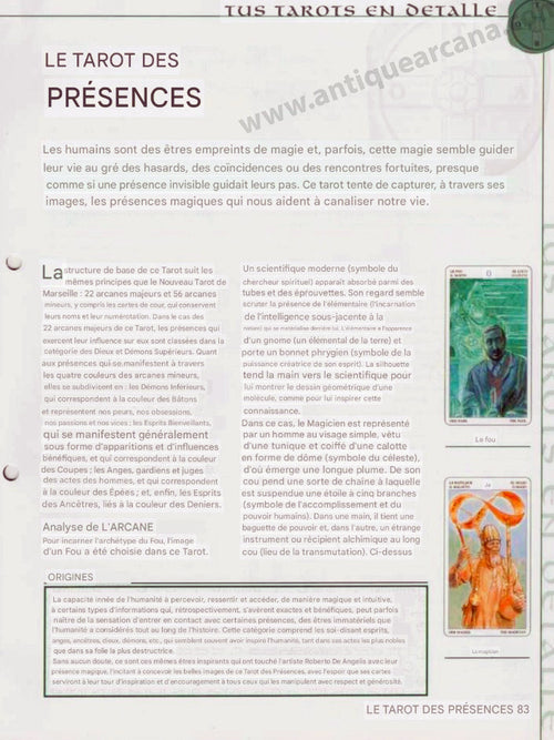 Tarot des Présences - Instructions UNIQUEMENT - Téléchargement de fichier - ANGLAIS, FRANÇAIS ET ESPAGNOL - IMPRIMABLE