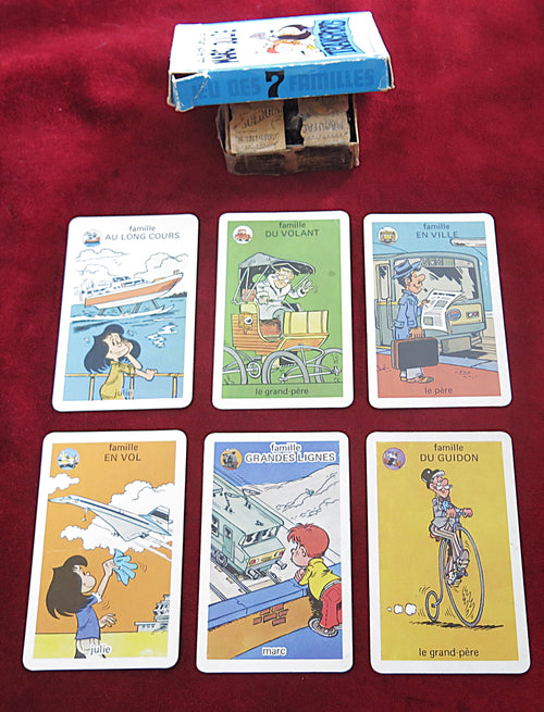 Les Aventures de Marc et Julie – Jeu de cartes vintage 7 familles – Transports