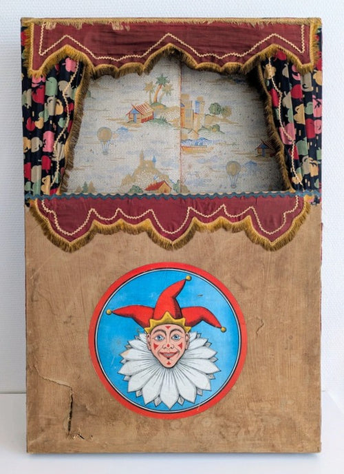 Vintage Puppet Theater, Punch and Judy Toy, Antique Puppet Stage, Folding Wooden Puppet Booth, Mid Century Puppet Theater, Victorian Style Toy Theater, Marionette Theater, Retro Children's Theater, Puppet Show Stage, Collectible Punch and Judy, Handcrafted Puppet Booth, Vintage Toy Display, 1950s Puppet Theater, Theater Décor Prop, Paper Scenery Puppet Set, Old World Toy Theater, Classic Puppet Show Set, Decorative Puppet Theater, Nostalgic Puppet Toy, Rare Vintage Puppet Box