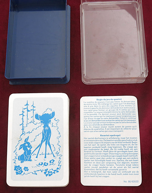 Jeu de cartes vintage rare des années 1970 Walt Disney Bambi Quartet – FX Schmid – Coffret complet