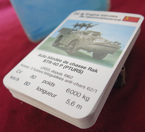 Cadeau d'histoire militaire des années 1970/1980 - Jeu de cartes Tank Trump vintage
