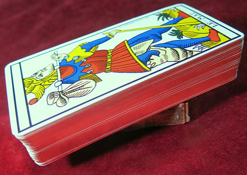 Tarot de Marseille de luxe vintage avec étui en cuir noir