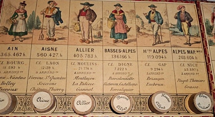 Antique French Geography & Lotto Game (c. 1875) – Les Départements de la France