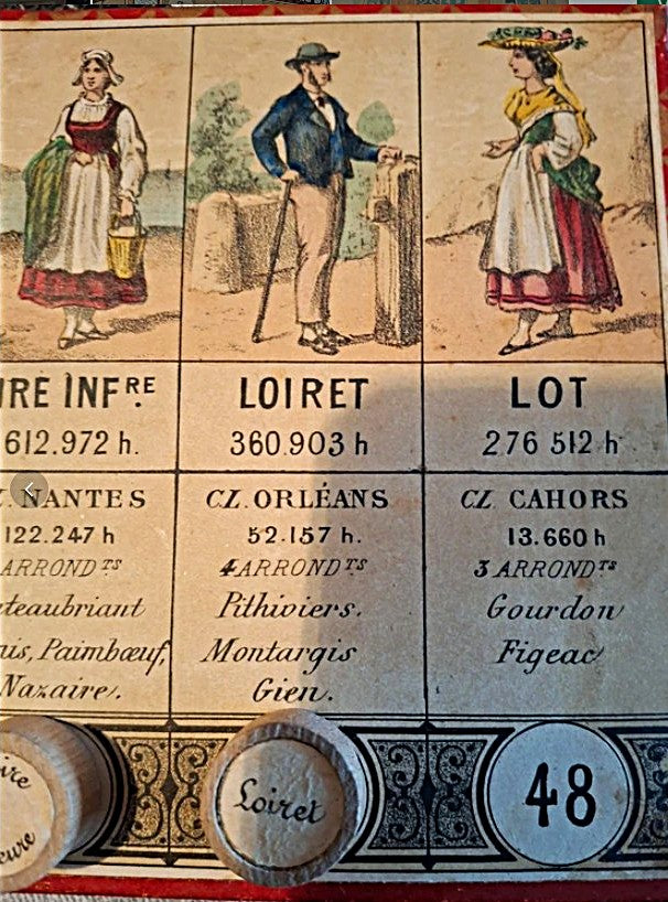 Antique French Geography & Lotto Game (c. 1875) – Les Départements de la France