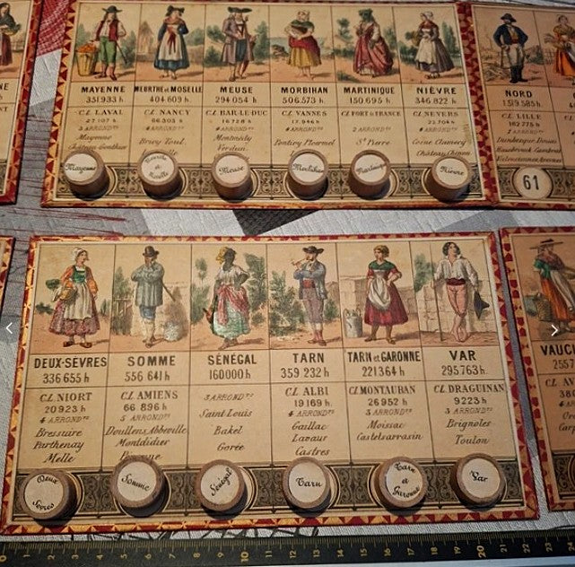 Antique French Geography & Lotto Game (c. 1875) – Les Départements de la France