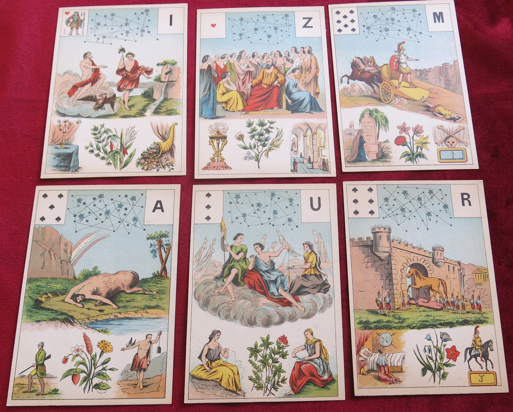 Lenormand, Grand Jeu Lenormand, Mlle Lenormand, antique tarot, antique oracle, fortune telling cards, divination, cartomancy, oracle deck, French cards, 19th century cards, Grimaud Paris, esoteric, occult, rare tarot, astrology cards, mythological cards, alchemy cards, oracle Lenormand, collector’s deck, rare antique