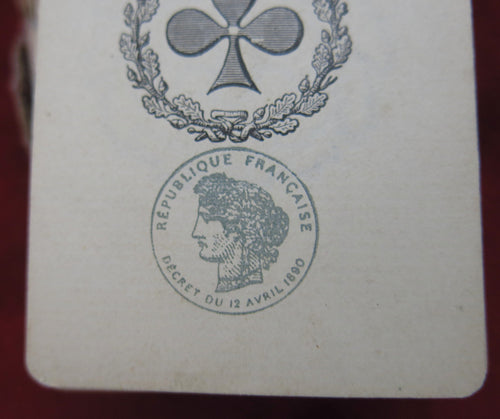 Cartes à jouer antiques françaises de 1890 – « RÉPUBLIQUE FRANÇAISE – DÉCRET DU 12 AVRIL 1890 »