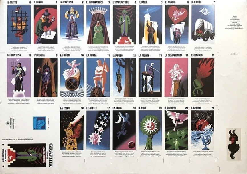 Graphik Tarocchi Uncut Printing Sheet – Zoltan Tamassi – Lo Scarabeo 1992 – Rare Tarot Poster