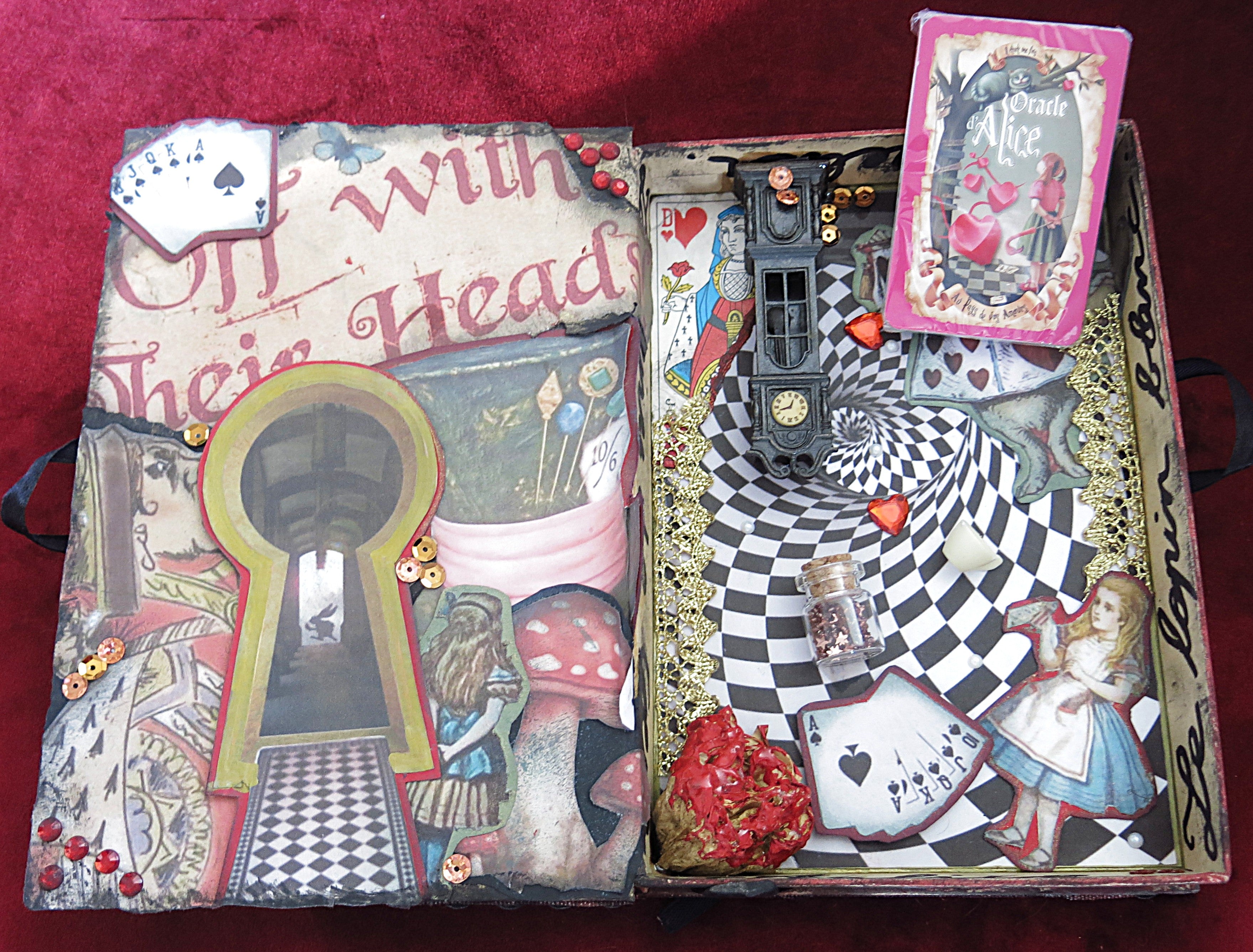 Alice in Wonderland Divination Box – Unique Handmade Oracle Book Box with Vintage Pocket Tarot