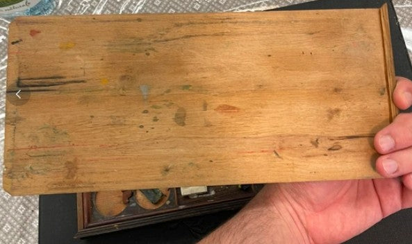 Boîte d'aquarelle ancienne en bois – Fin XIXe/début XXe siècle