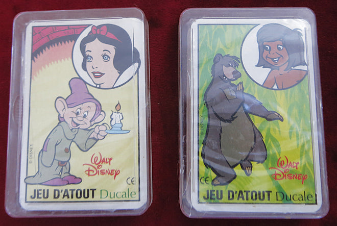 Jeu d'Atout – Walt Disney – Ducale – Années 1990 – Set de 2 jeux – Blanche-Neige et le Livre de la Jungle