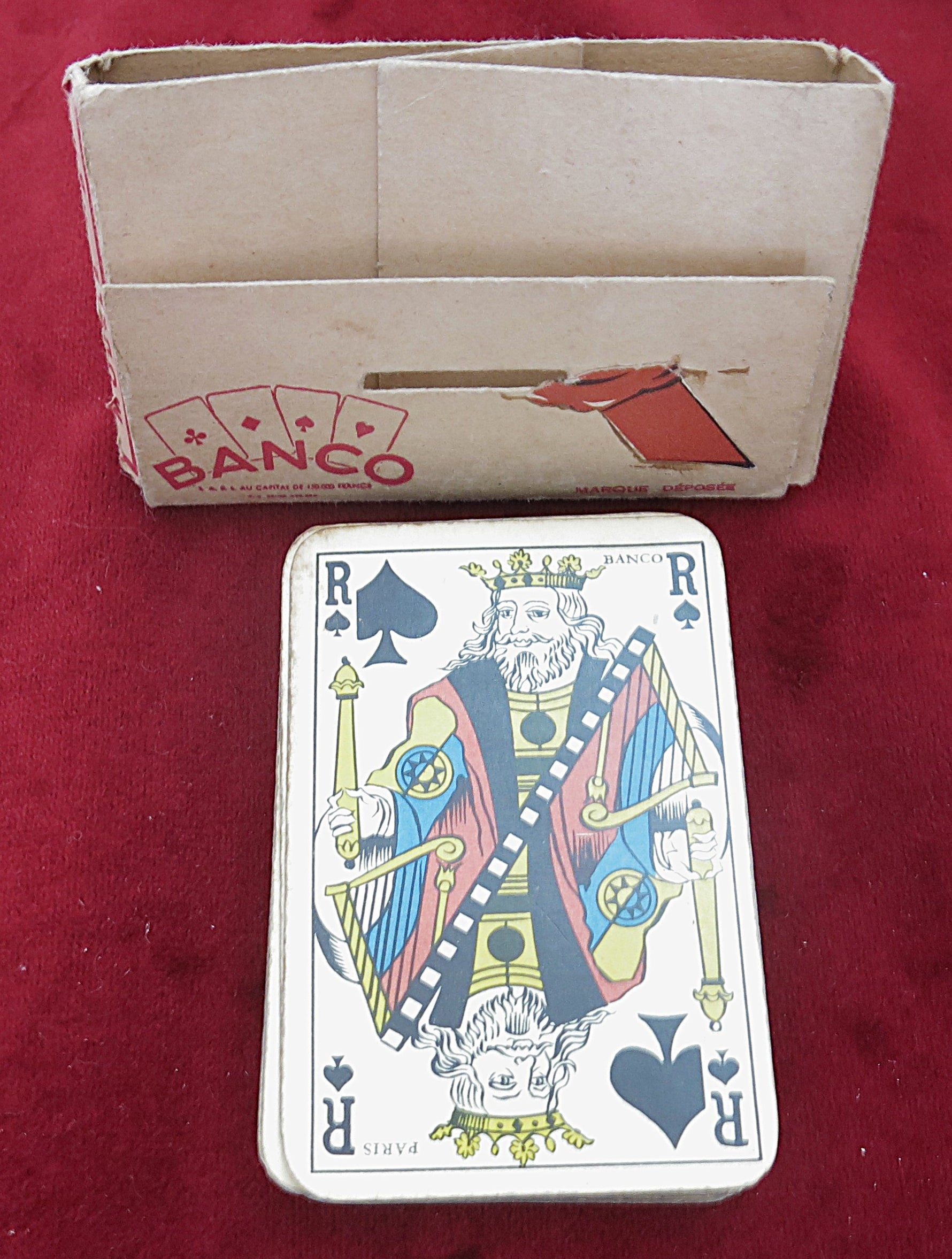 Rare jeu de cartes BANCO des années 1950 – Jeu de cartes français dans sa boîte d'origine