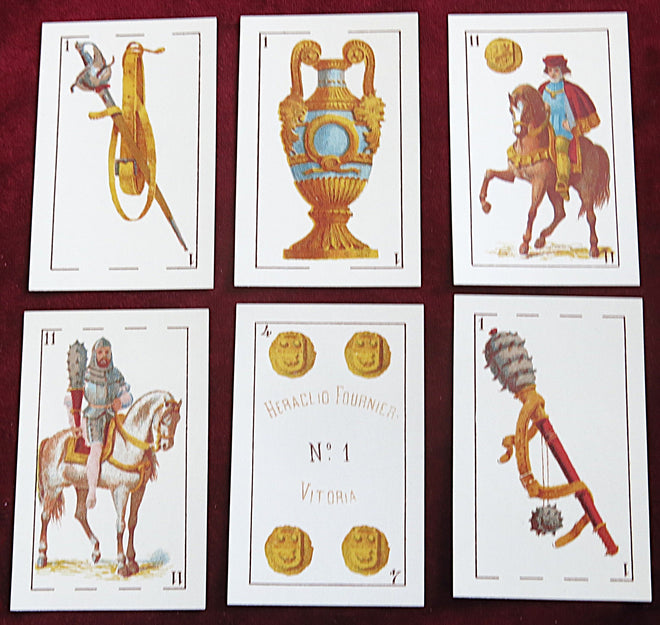 Fournier, Heraclio Fournier, Baraja Española, Spanish playing cards, 19th century cards, Fournier reproduction, Fournier 1868, naipes, collectors cards, historical cards, Vitoria Fournier, Spanish card games, Fournier museum, classic baraja, cups coins swords clubs, antique reproduction