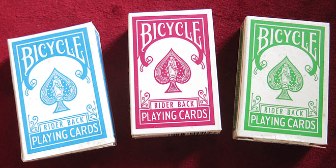 Jeu de 3 jeux de cartes miniatures Vintage Bicycle Rider Back – (série 404, années 1990)