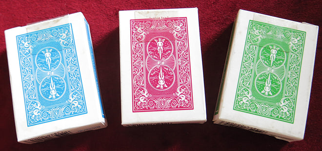 Jeu de 3 jeux de cartes miniatures Vintage Bicycle Rider Back – (série 404, années 1990)