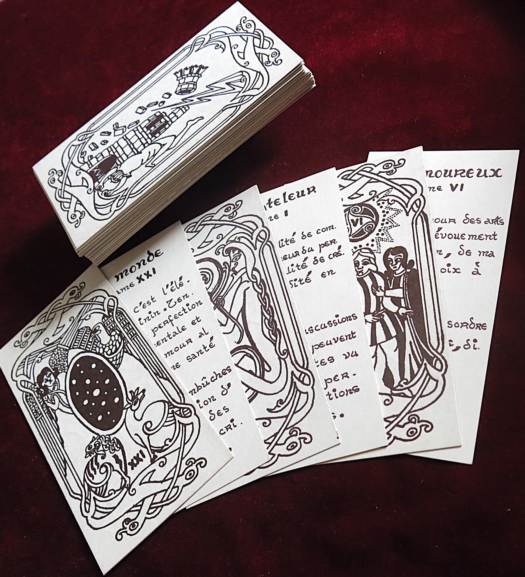 Obscure Tarot “Bleunven” Hand-Drawn Major Arcana – Private Occult Deck c. 1950s
