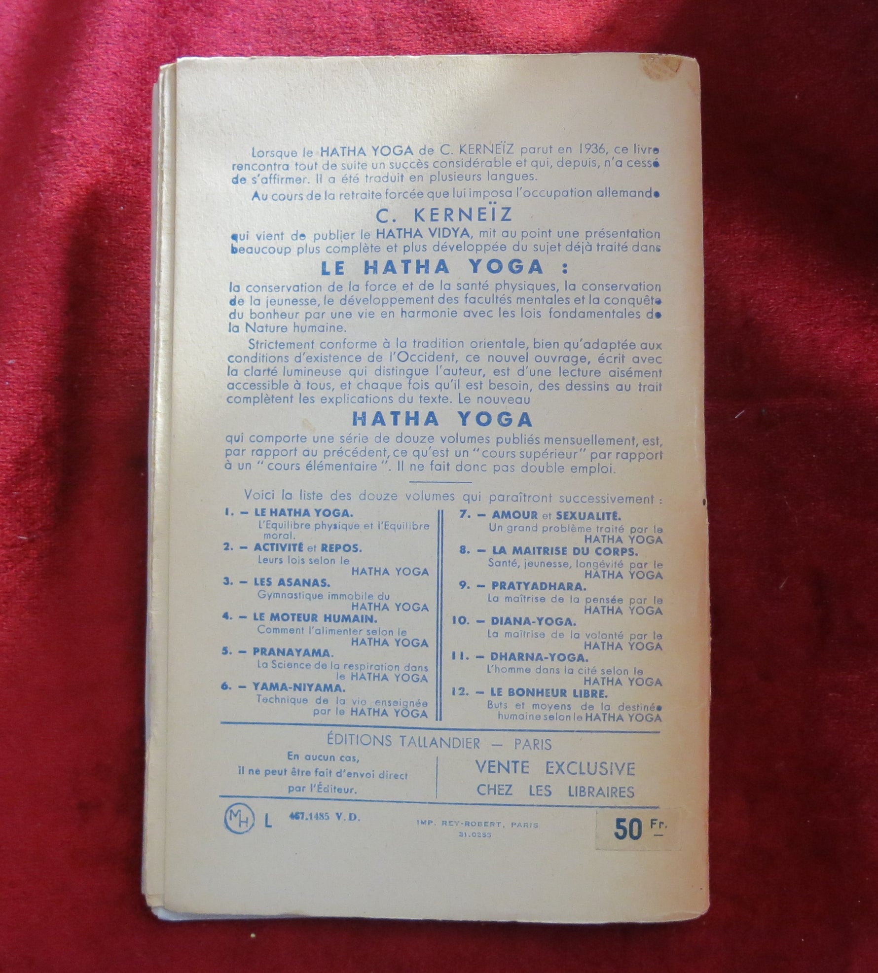 ASANAS - HATHA YOGA 1946 rare book