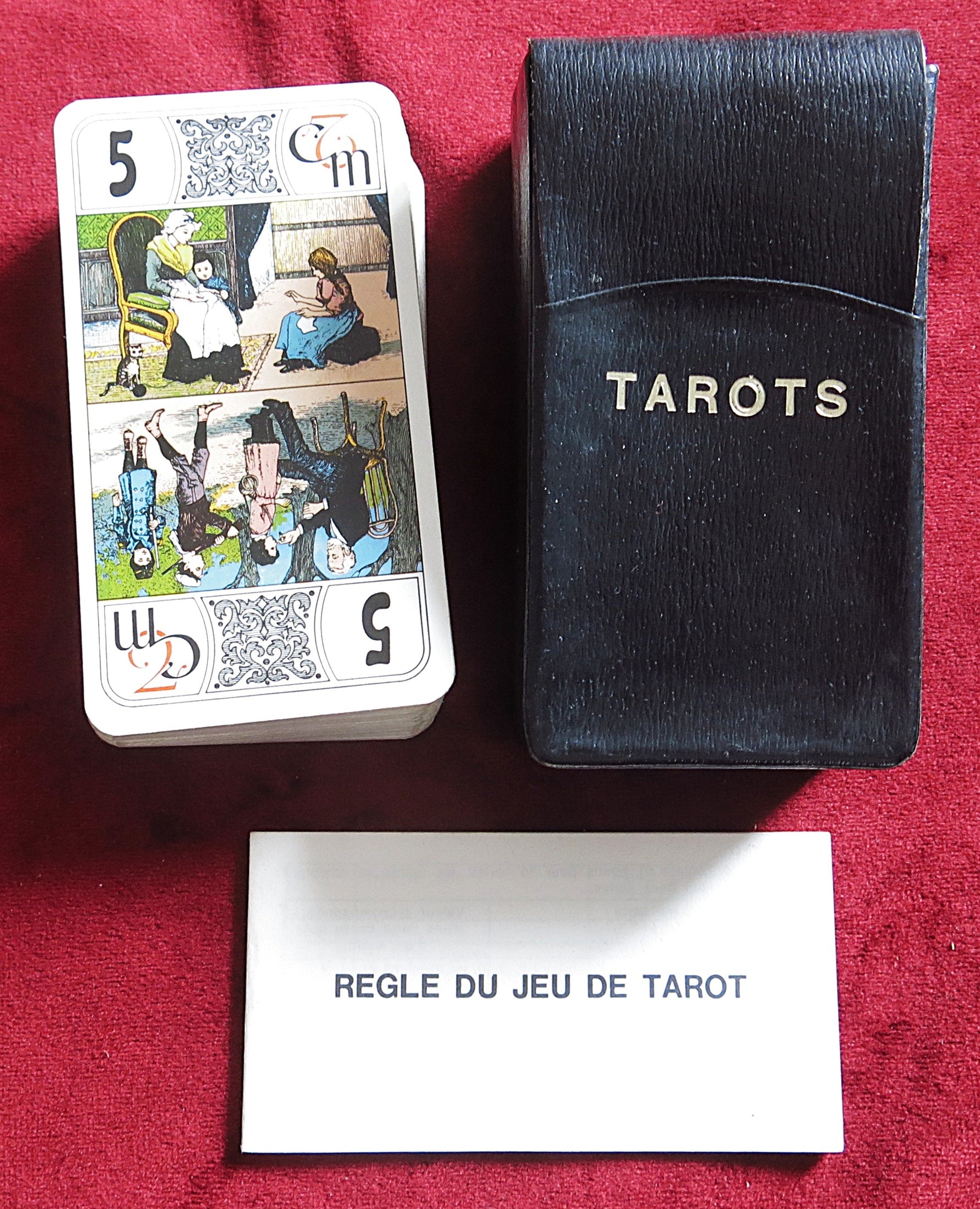CM Double Scene with Leatherette Case  80s - Vintage French Tarot Playing Card Deck