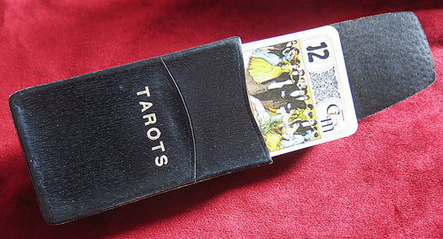 Jeu de cartes de tarot français vintage CM Double Scene avec étui en similicuir années 80