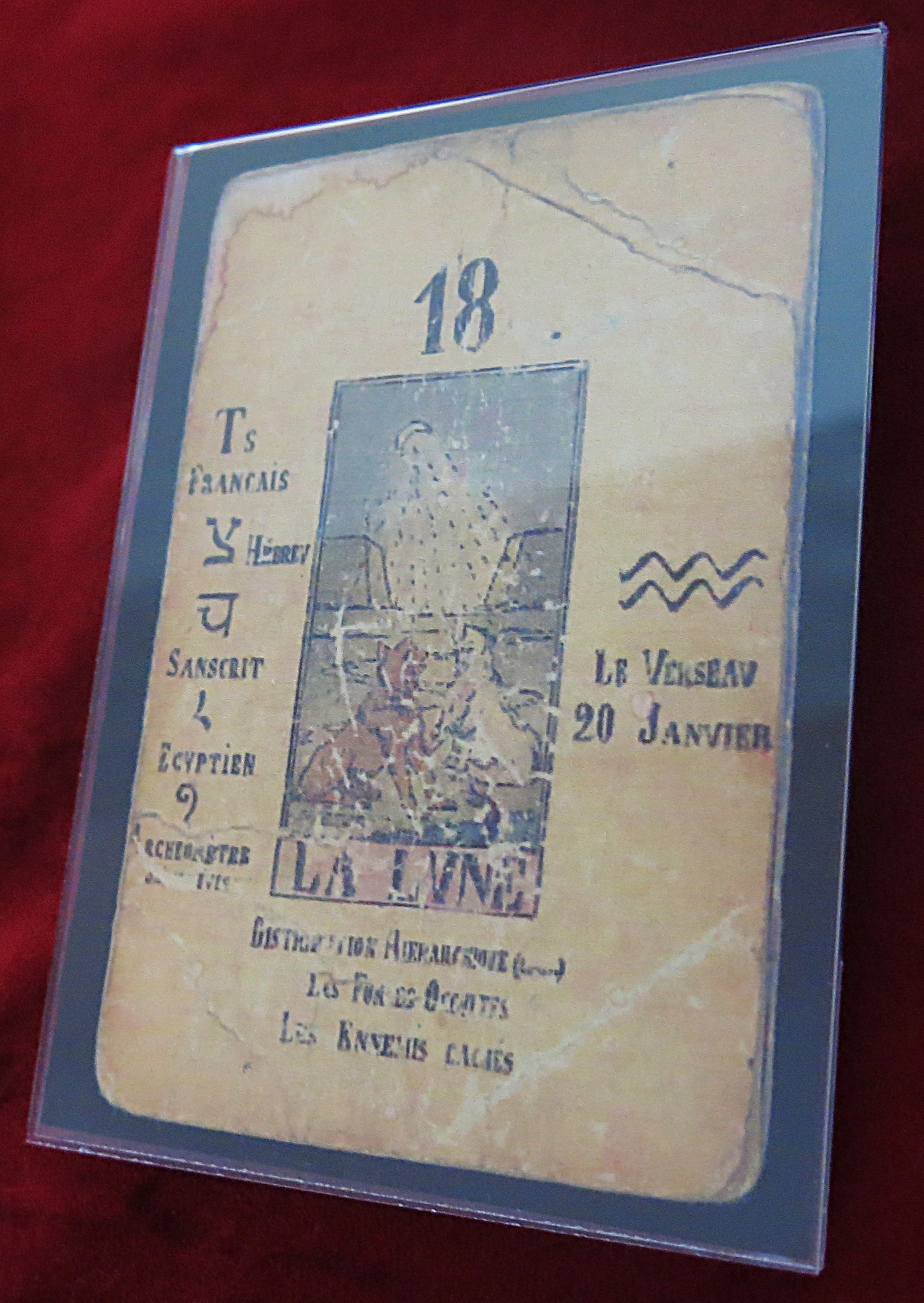 Papus Tarot Study c. 1930 Card No. 18 – La Lune – Card Only – Papus & Saint-Yves Tradition
