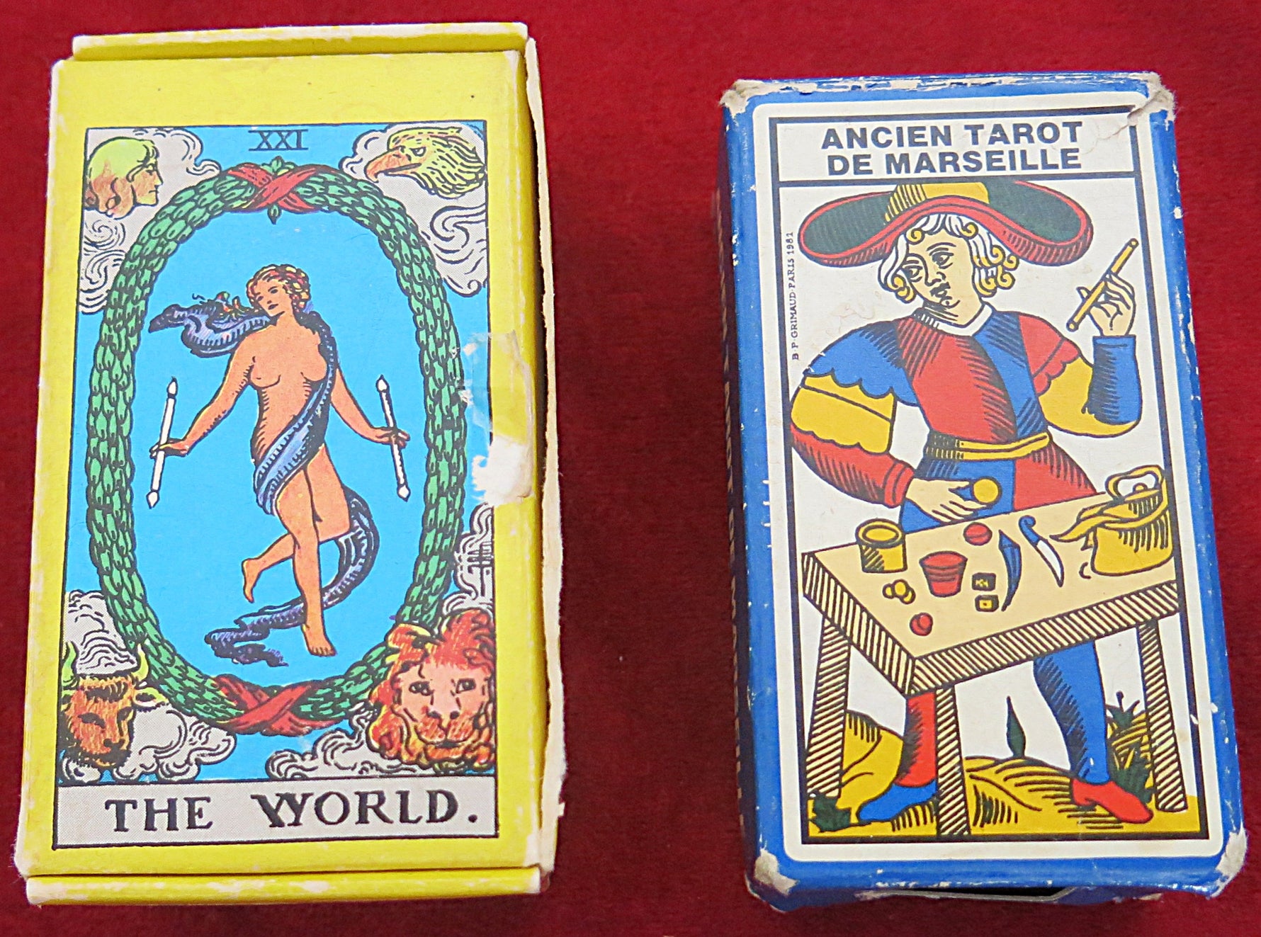 Rare 80s Mini Rider-Waite & Grimaud Tarot de Marseille Pocket Tarot Set