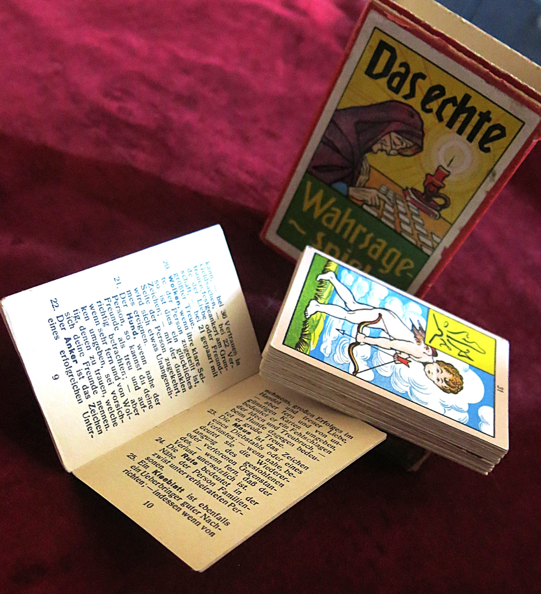 Rare German Lenormand Deck c.1940 – Das Echte Wahrsage-Spiel – Original Box & French Meanings Sheet