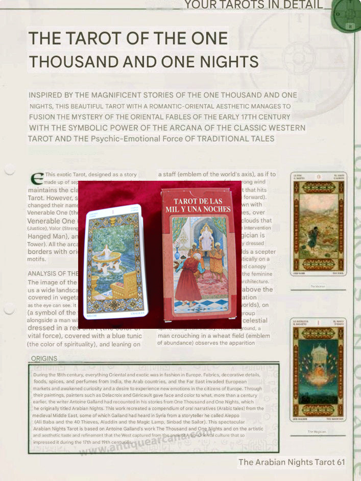 Tarot of the thousand and one nights - Instructions ONLY - File Download - ENGLISH, FRENCH & SPANISH - PRINTABLE