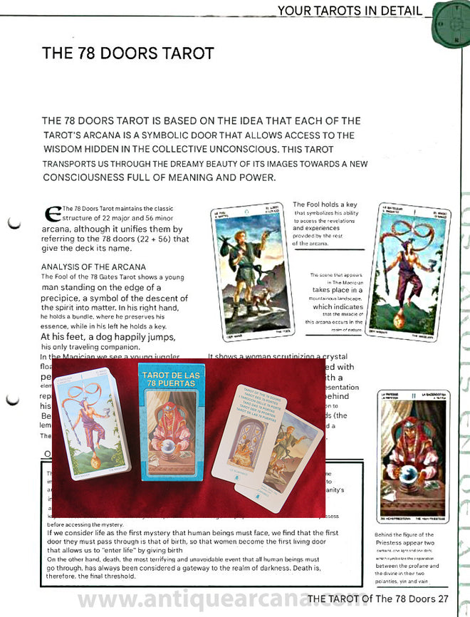 Tarot des 78 Portes – Guides UNIQUEMENT - Téléchargement de fichiers - ANGLAIS, FRANÇAIS ET ESPAGNOL - IMPRIMABLE