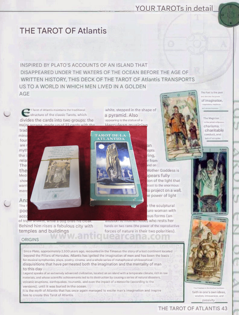 The Atlantis Tarot Instructions ONLY - File Download - ENGLISH, FRENCH & SPANISH - PRINTABLE