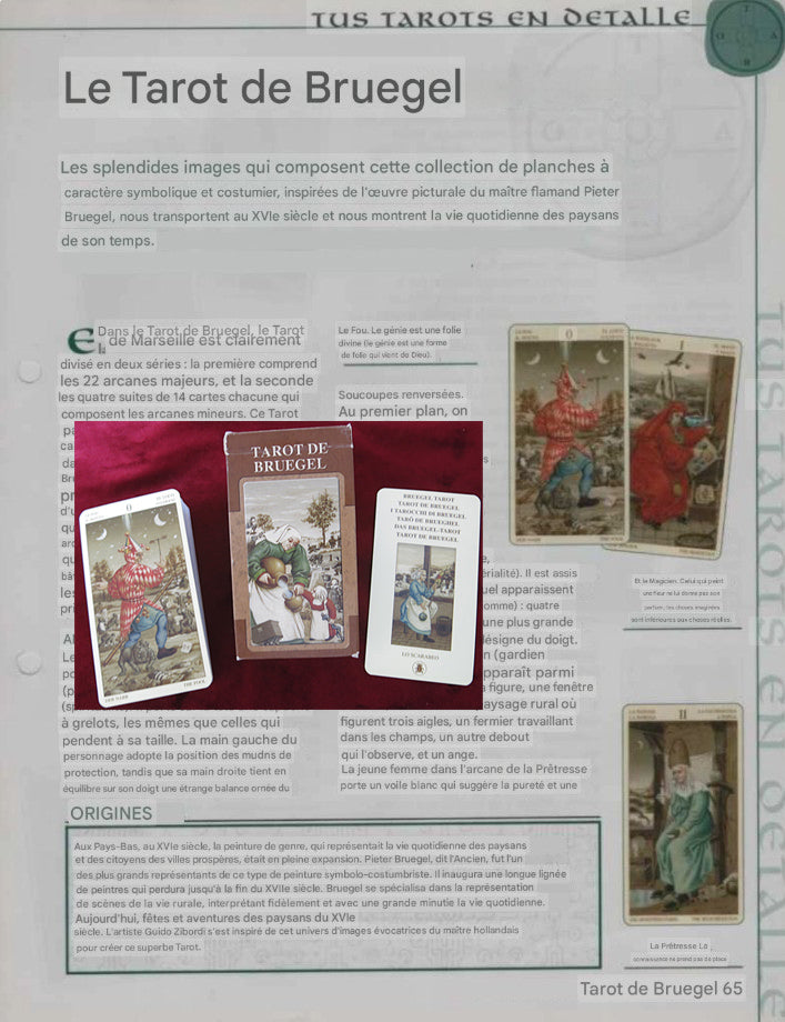 Tarot Bruegel – Guides ONLY - File Download - ENGLISH, FRENCH & SPANISH - PRINTABLE