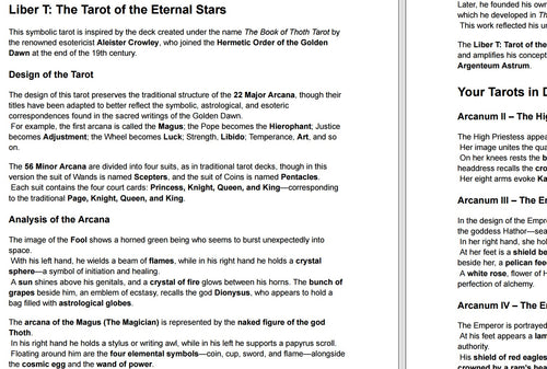 Tarot Liber T – Guides UNIQUEMENT - Téléchargement de fichiers - ANGLAIS, FRANÇAIS ET ESPAGNOL - IMPRIMABLE