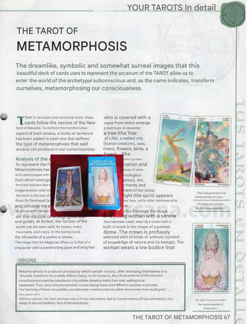 Guides du Tarot des Métamorphoses UNIQUEMENT - Téléchargement de fichiers - ANGLAIS, FRANÇAIS ET ESPAGNOL - IMPRIMABLE