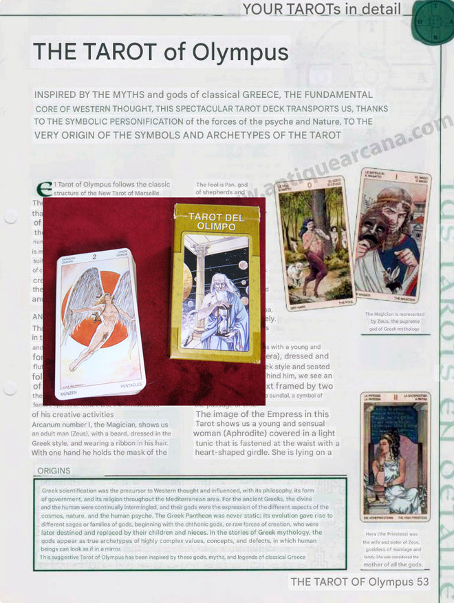 Instructions pour le Tarot de l'Olympe - Téléchargement de fichiers - ANGLAIS, FRANÇAIS ET ESPAGNOL - IMPRIMABLE