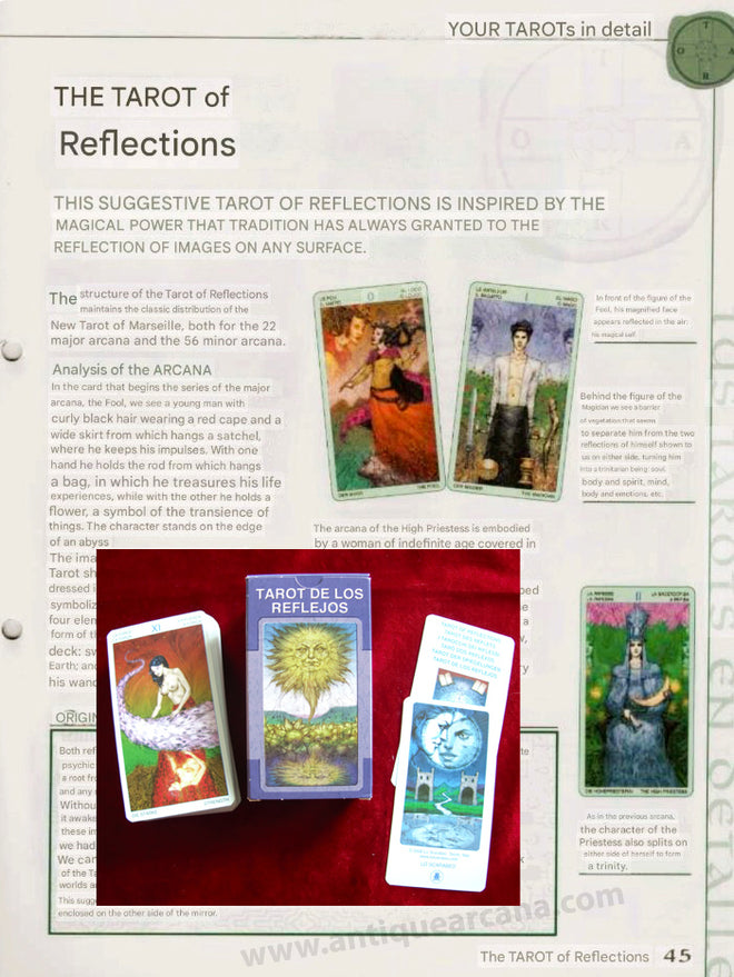 Tarot des Réflexions - Instructions UNIQUEMENT - Téléchargement de fichier - ANGLAIS, FRANÇAIS ET ESPAGNOL - IMPRIMABLE
