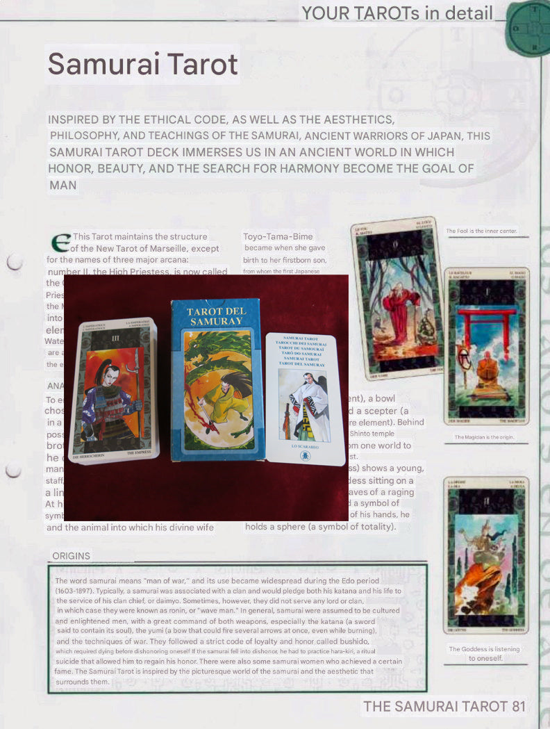Samurai Tarot – Guides ONLY - File Download - ENGLISH, FRENCH & SPANISH - PRINTABLE
