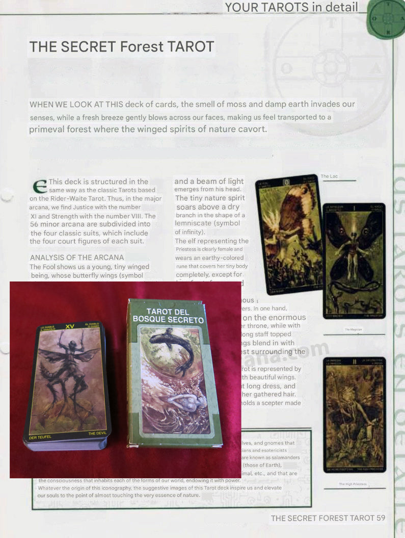 Secret Forest Tarot – Instructions ONLY - File Download - ENGLISH, FRENCH & SPANISH - PRINTABLE