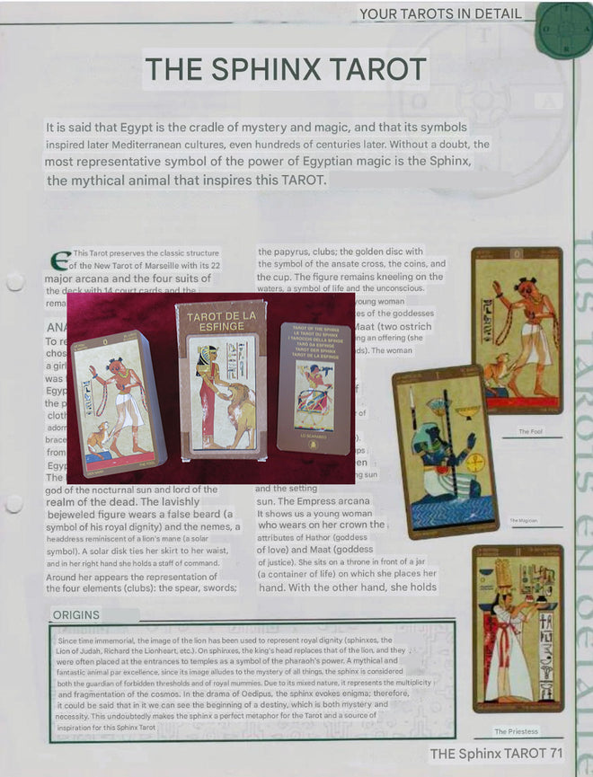 Sphinx Tarot – Guides ONLY - File Download - ENGLISH, FRENCH & SPANISH - PRINTABLE