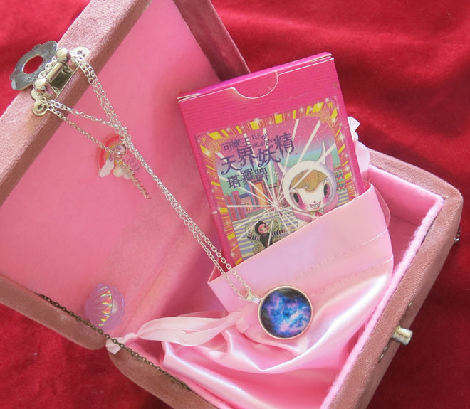 Japanese tarot, cute tarot, girly tarot, Pink Tarot Cards, Elf of Heaven Tarot - Pink Tarot Cards - Unicorn Theme deck of Cards - Sailor Moon Cards - Pokemon style cards