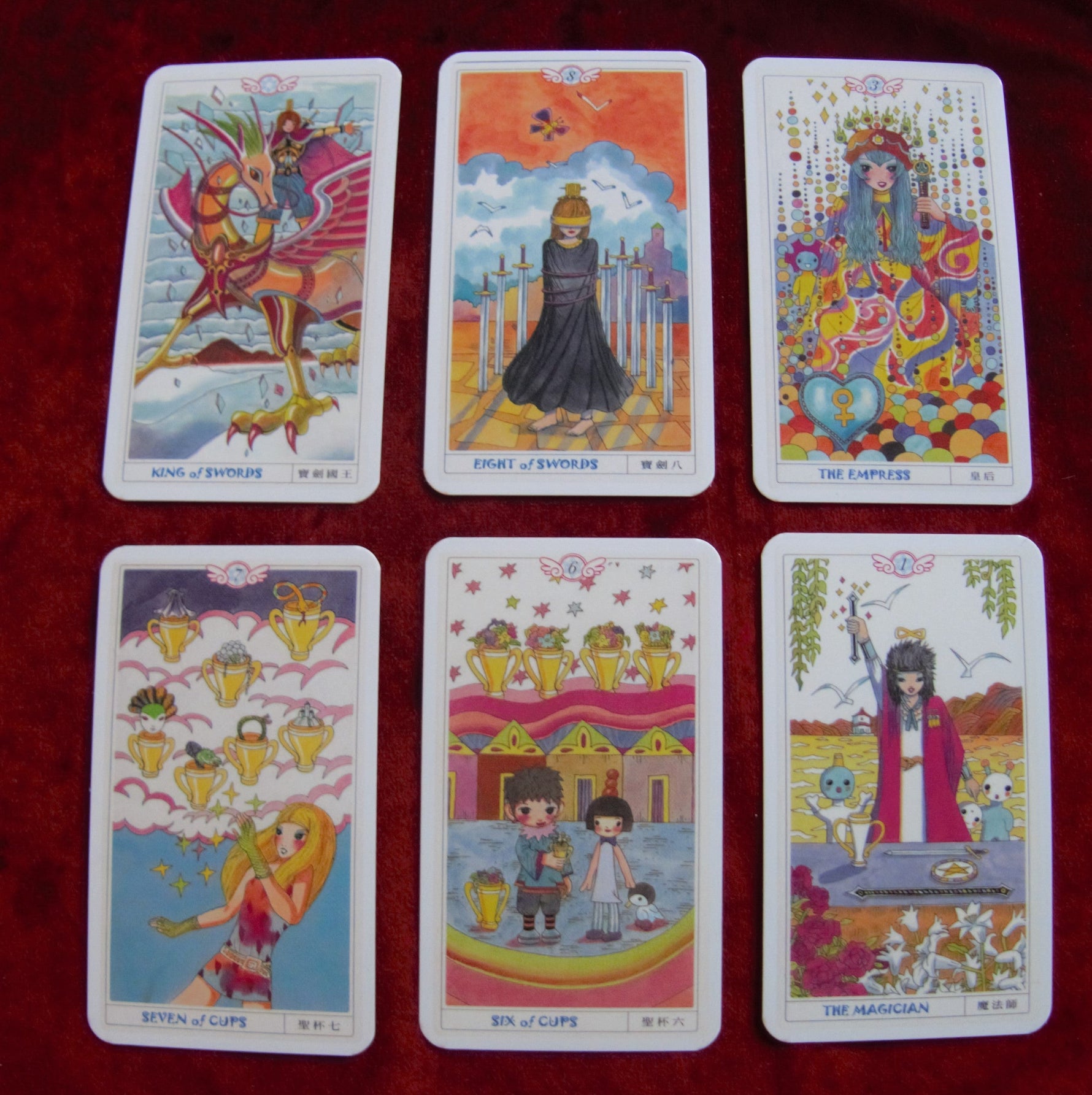 Japanese tarot, cute tarot, girly taot, Pink Tarot Cards, Elf of Heaven Tarot - Pink Tarot Cards - Unicorn Theme deck of Cards - Sailor Moon Cards - Pokemon style cards