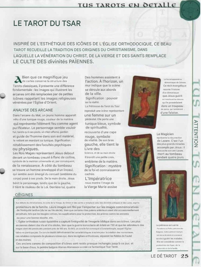 Tarot of the Tsar – Guides ONLY - File Download - ENGLISH, FRENCH & SPANISH - PRINTABLE